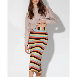 New Walter Baker Annika Mod Stripe Knit Midi Skirt Women's Size S